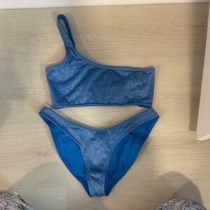 Triangl One-Shoulder Blue Bikini Set